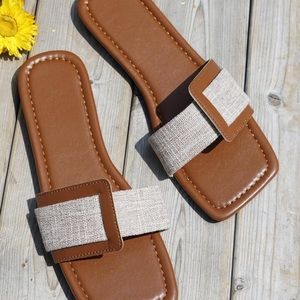 Shein PU Leather Open Toe Sandals